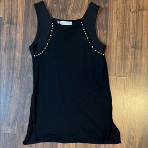 Jennifer Lopez Black Tank Top with Gold Stud Accents
